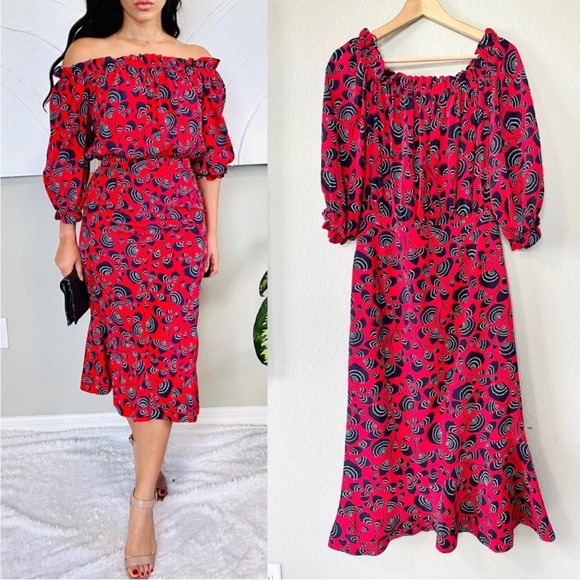 SALONI Grace Silk Off the Shoulder Dress - Picture 3 of 14